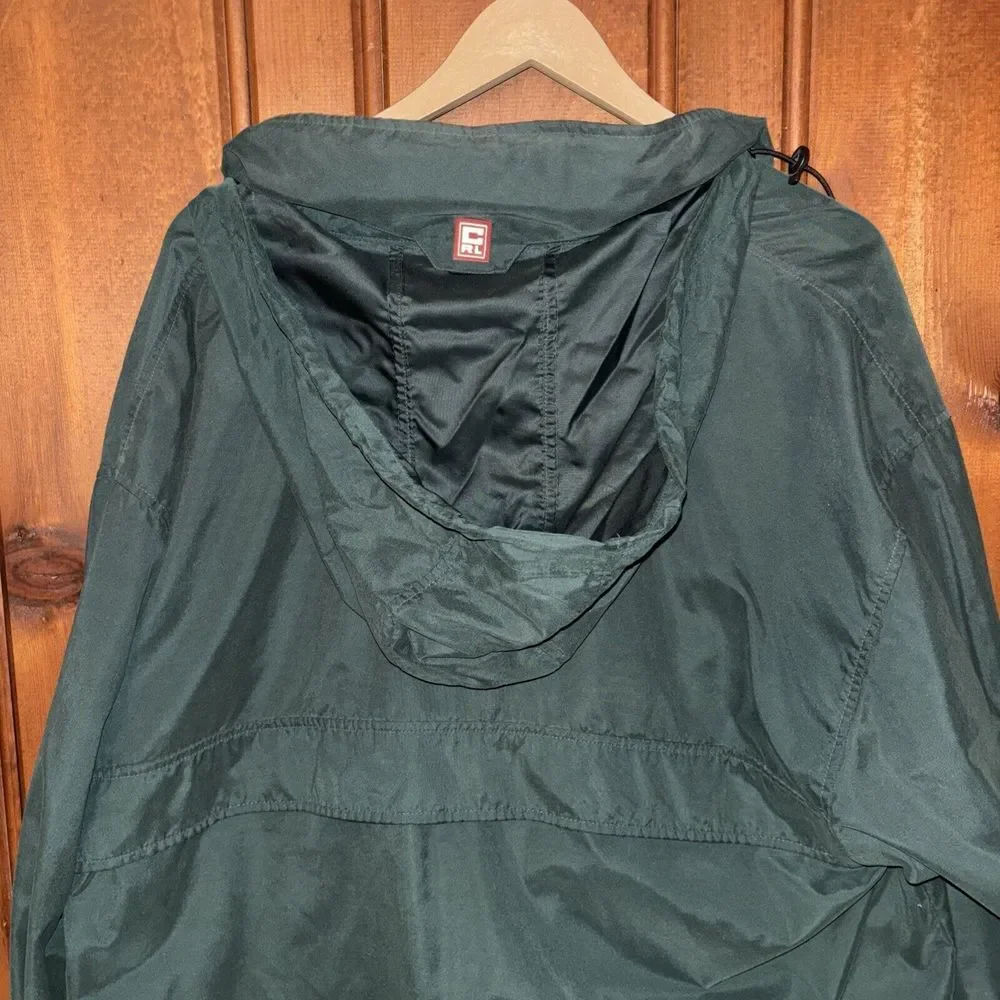 VTG Chaps Ralph Lauren Windbreaker Men Large Green Tartan Hooded Pullover Vented